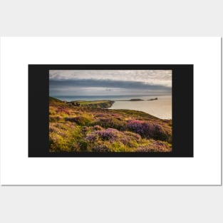 Worms Head and Rhossili Bay from Rhossili Down, Gower, Wales Posters and Art